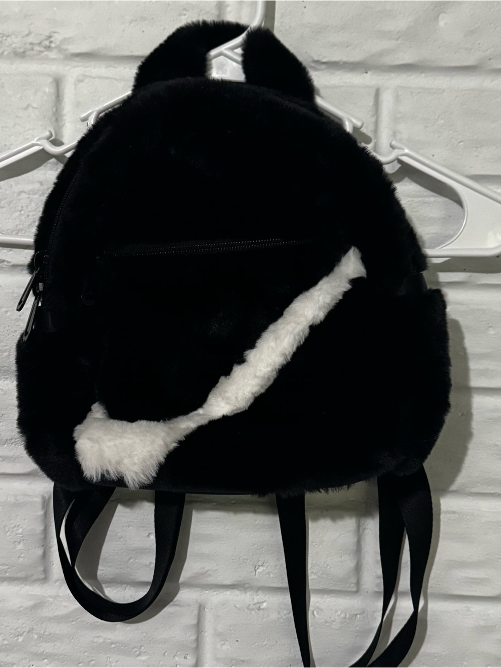 Nike Sportswear Futura 365 Faux Fur Mini Backpack Black White